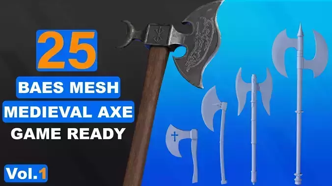 Medieval Basemesh Axe Game Ready
