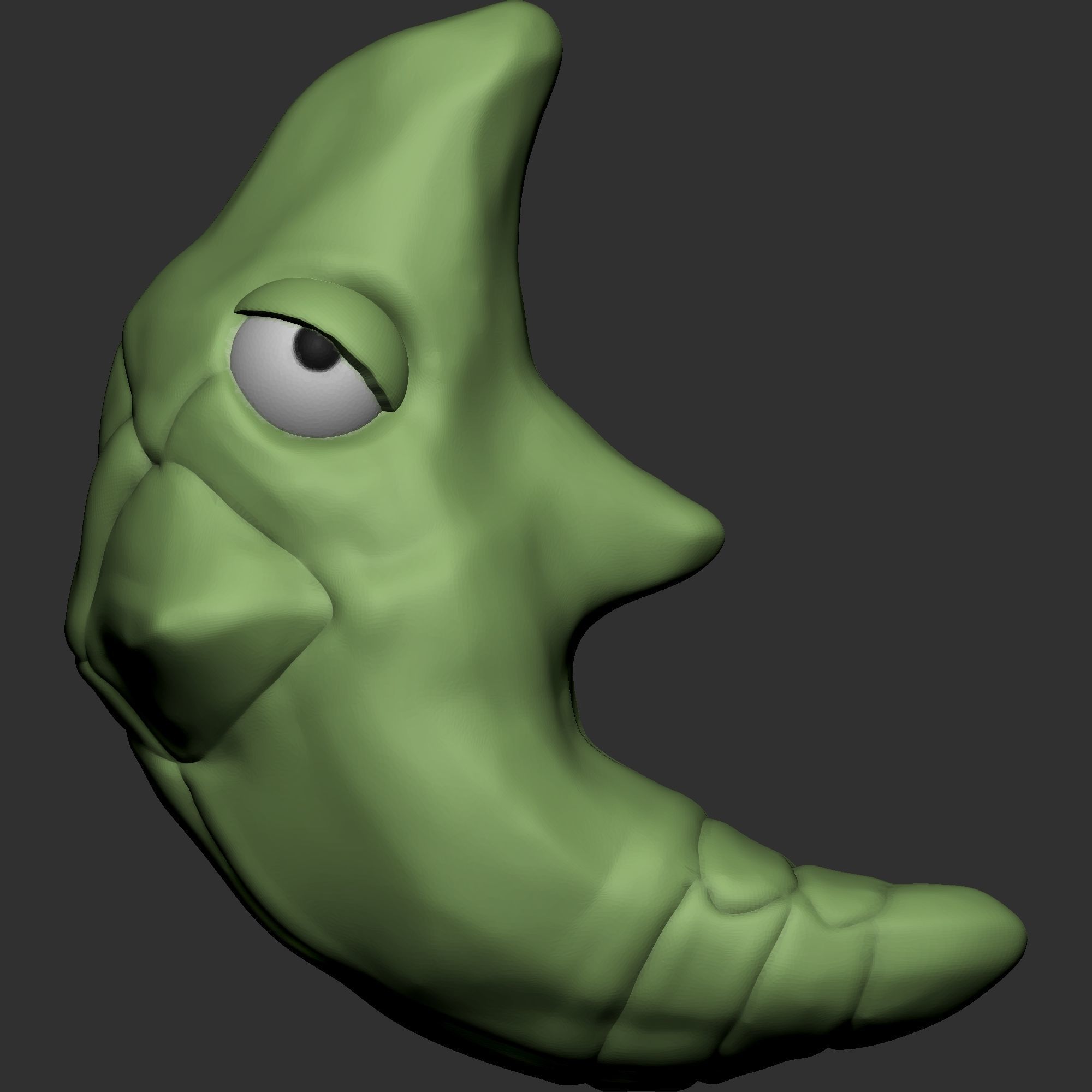 Metapod worm with eyes 3D print model_1