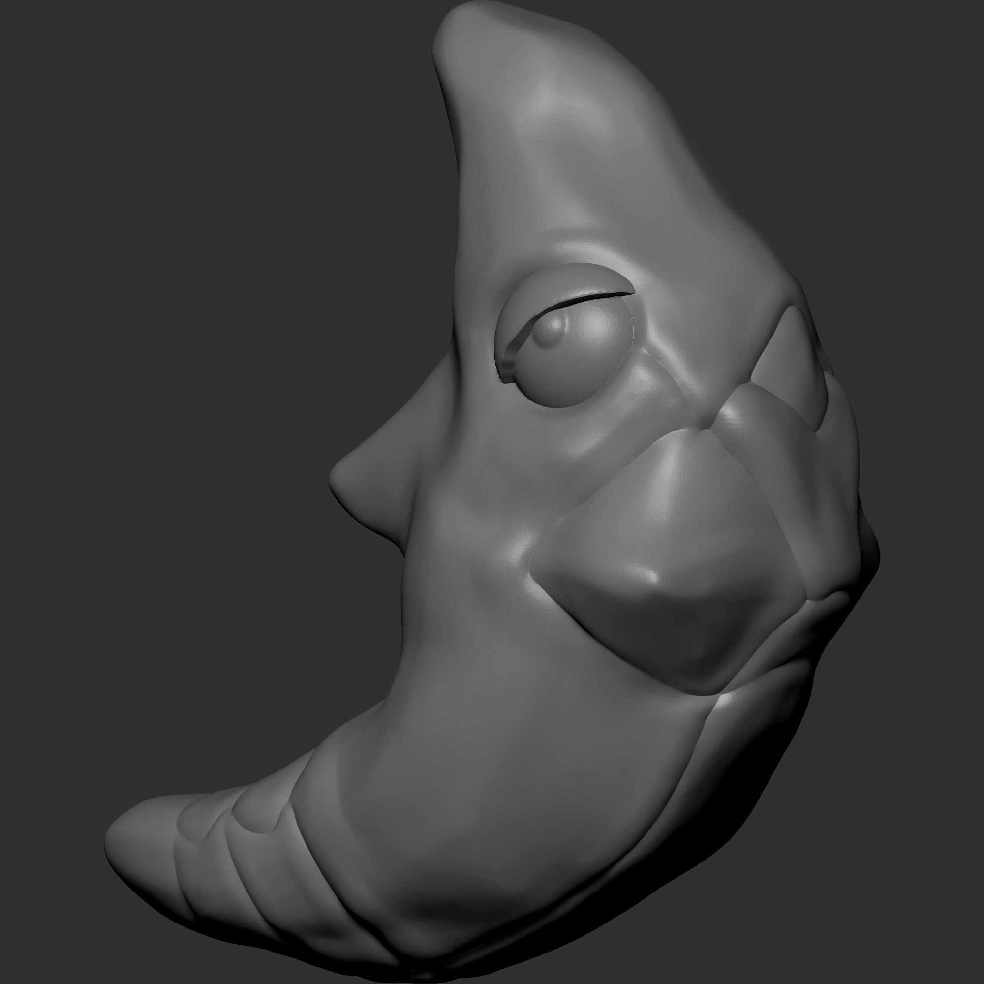 Metapod worm with eyes 3D print model_3