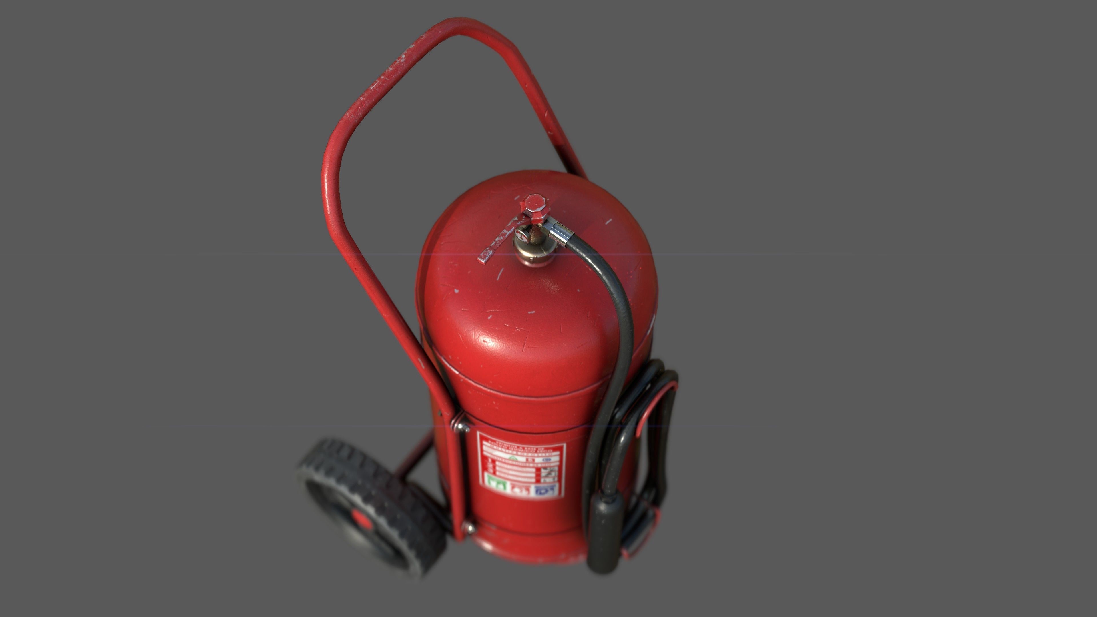 Wheeled Extinguisher Low-poly 3D model_2