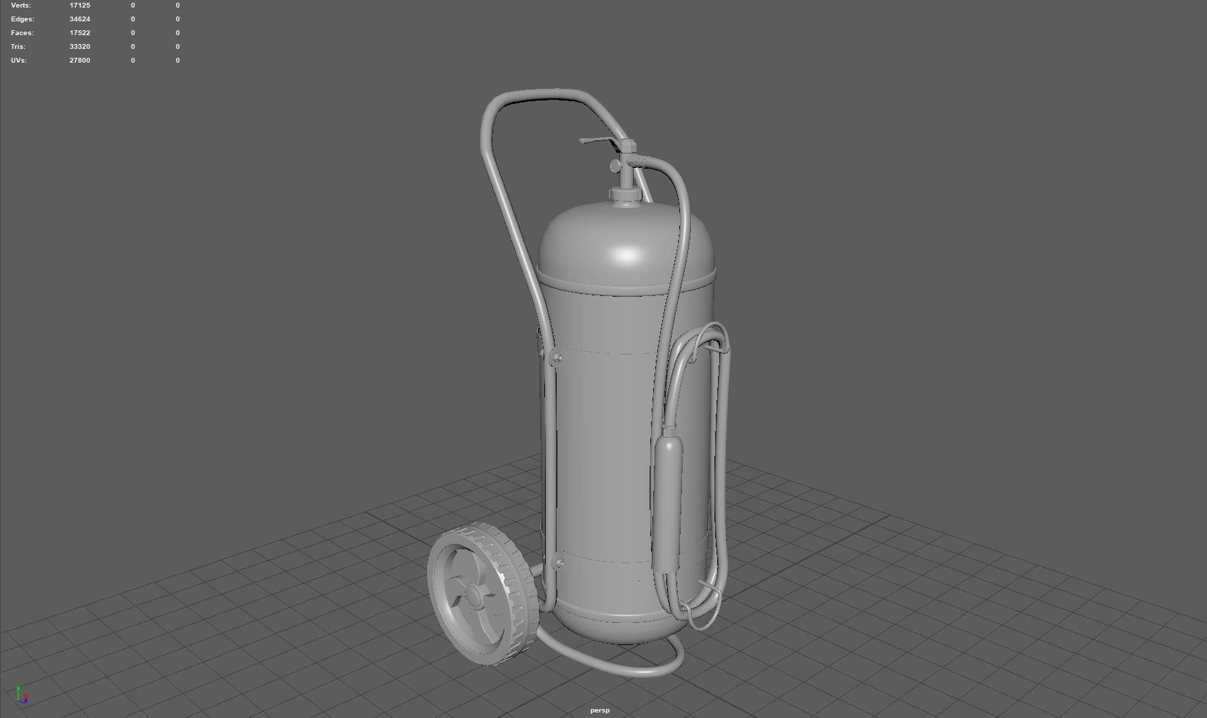 Wheeled Extinguisher Low-poly 3D model_4