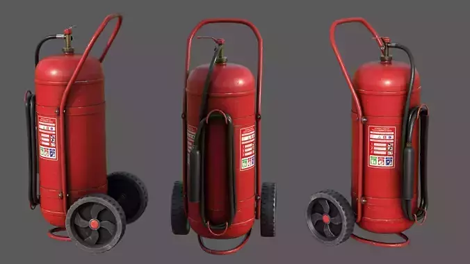 Wheeled Extinguisher Low-poly 3D model