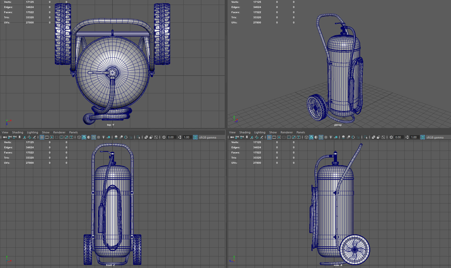 Wheeled Extinguisher Low-poly 3D model_8