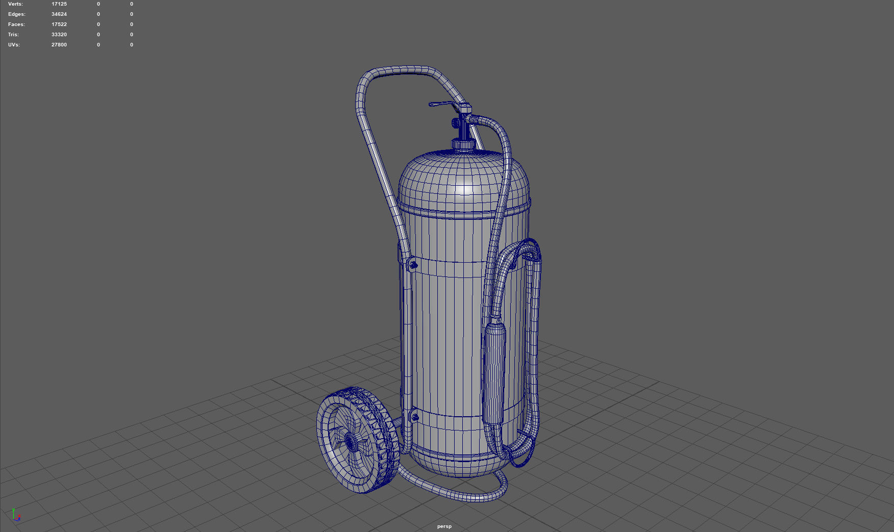 Wheeled Extinguisher Low-poly 3D model_5
