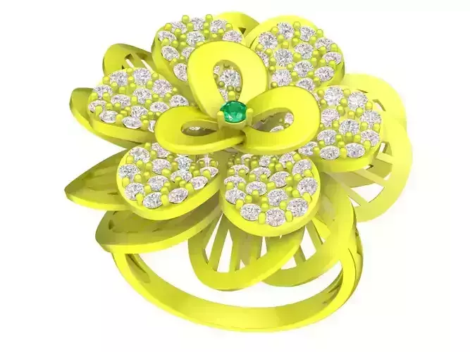 asian diamond flower women ring 4467