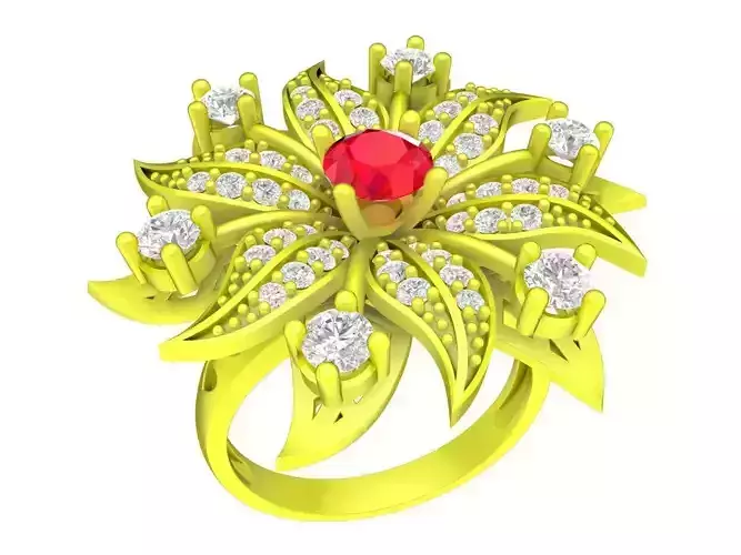asian diamond flower lady ring 4468
