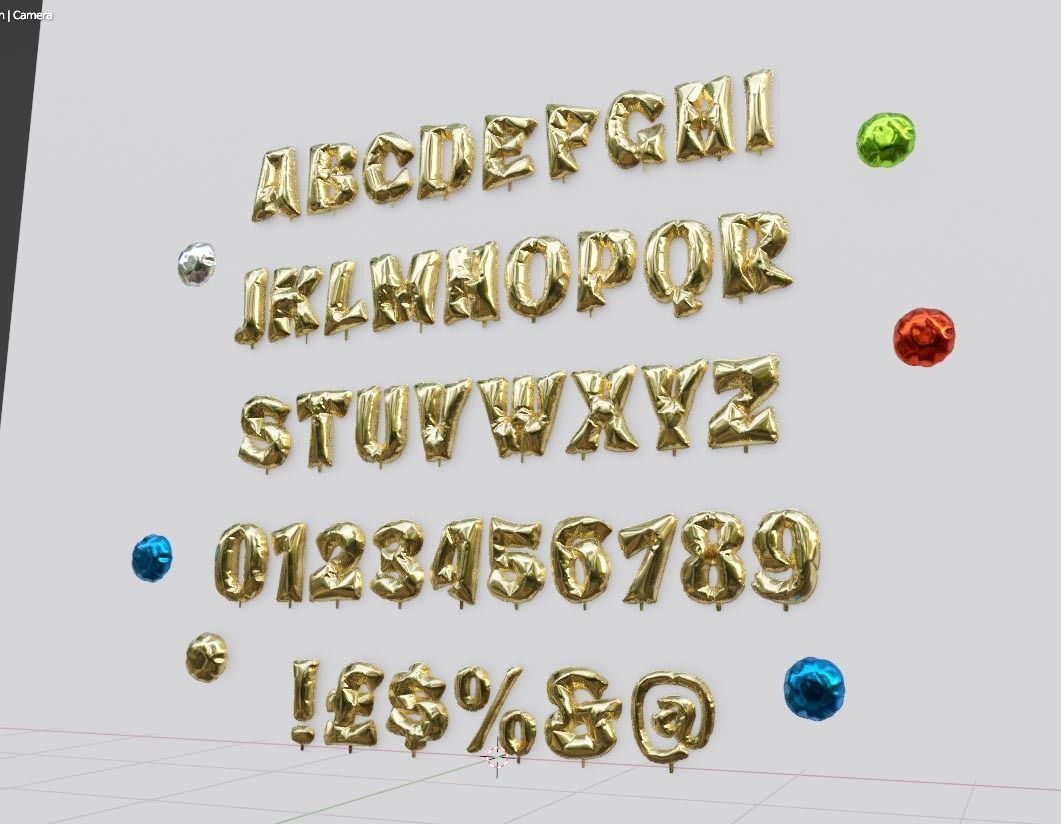 Balloons Alphabet Numbers and Symbols - 42 Alphanumeric Chars 3D model ...
