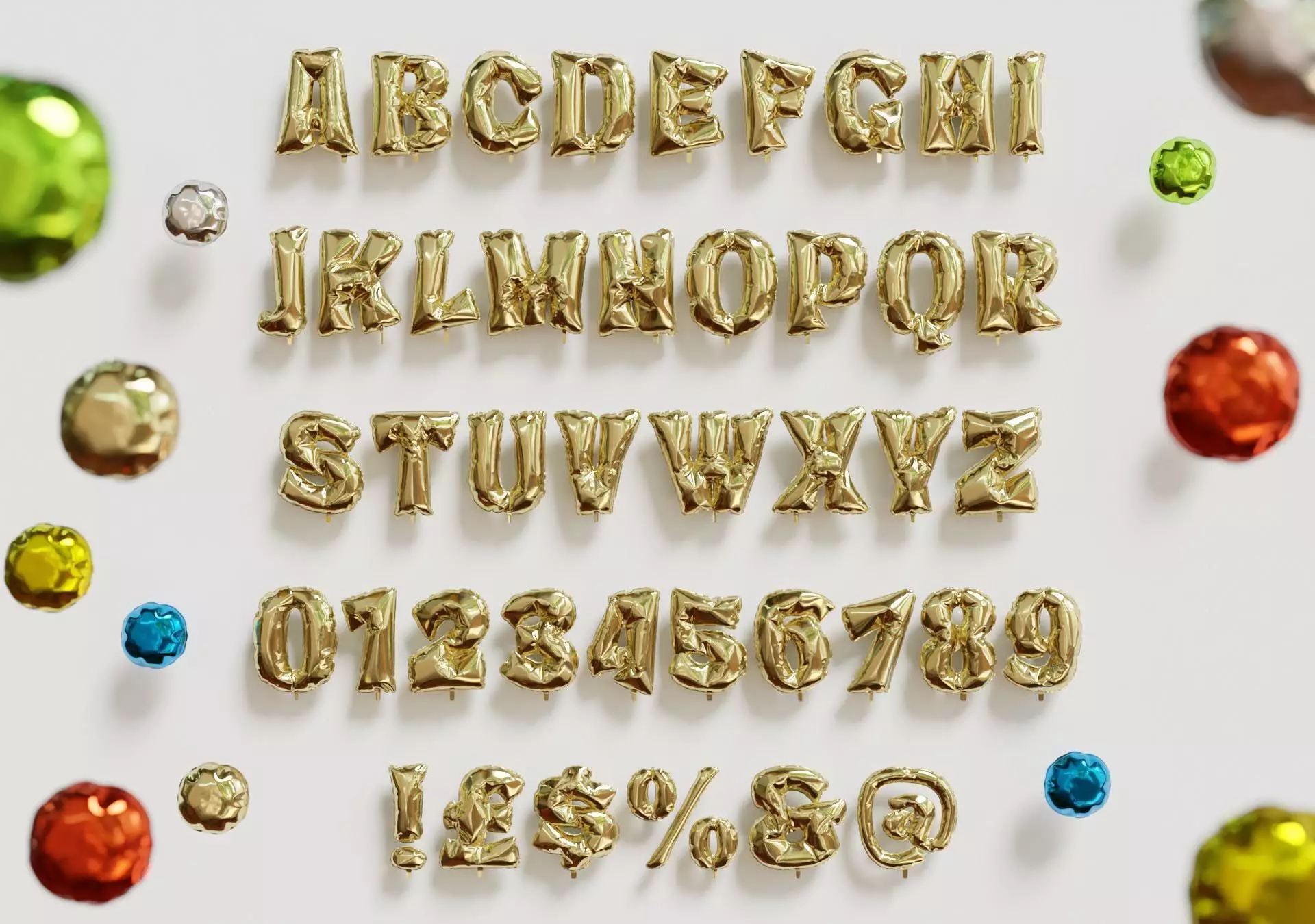 Balloons Alphabet Numbers and Symbols - 42 Alphanumeric Chars 3D model