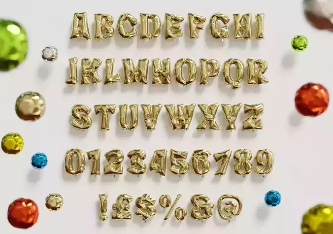 Balloons Alphabet Numbers and Symbols - 42 Alphanumeric Chars