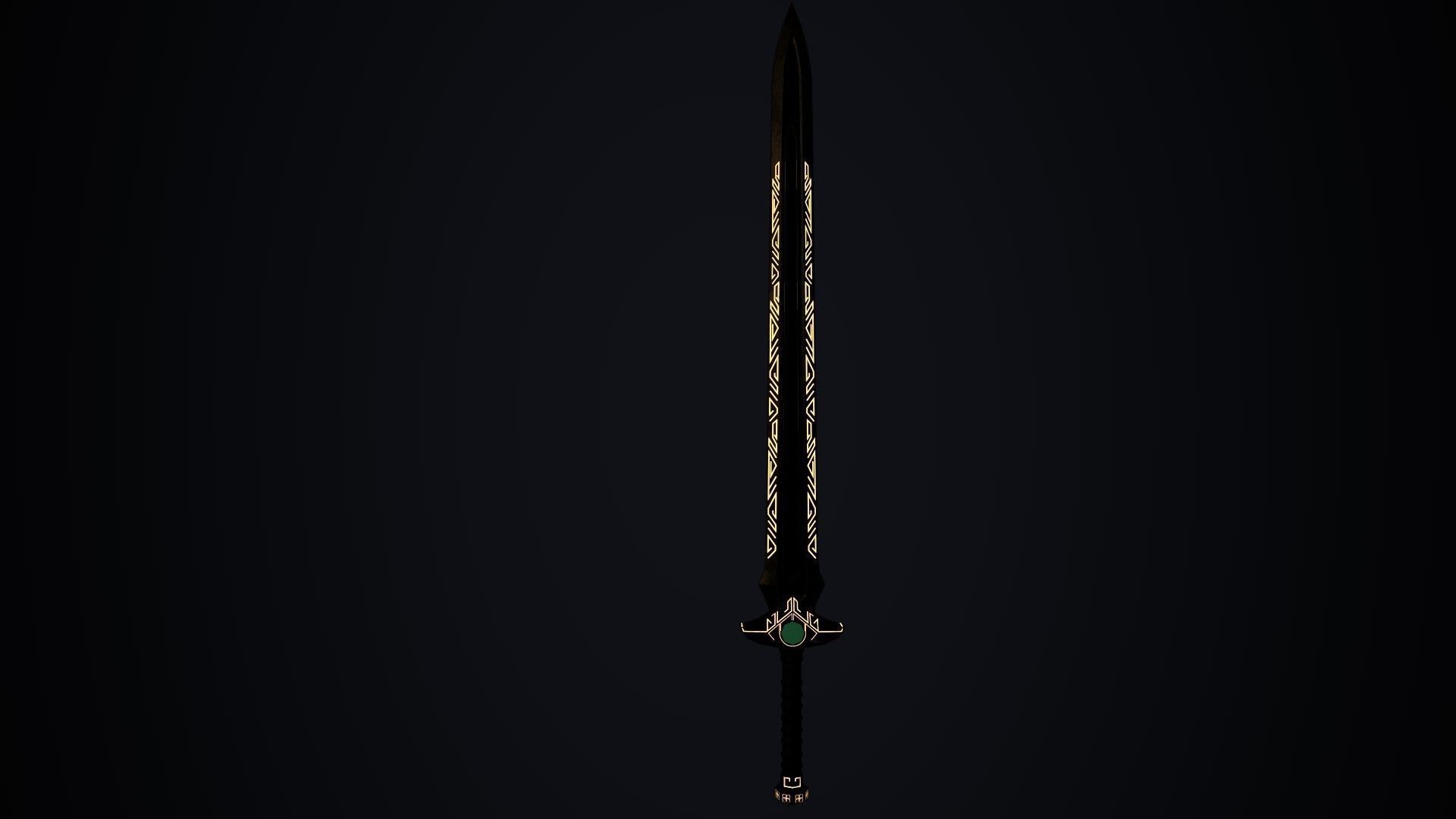 Dwarven Sword Low-poly 3D model_9