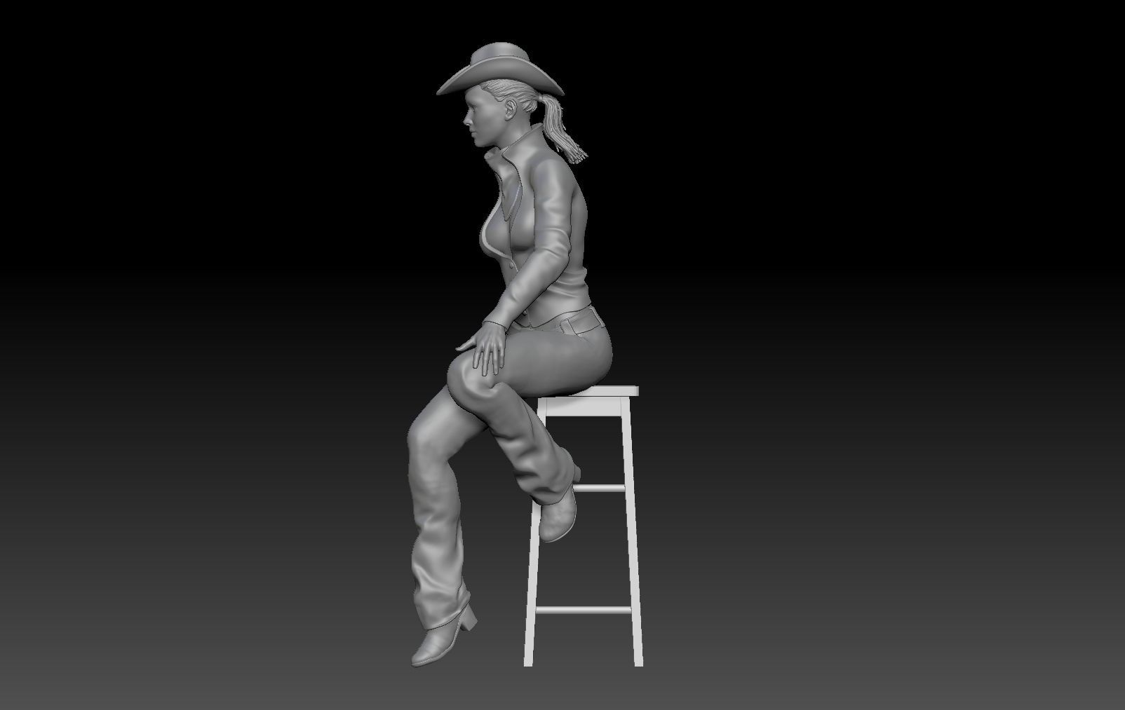 COWGIRL 3 on stool 3D print model_2