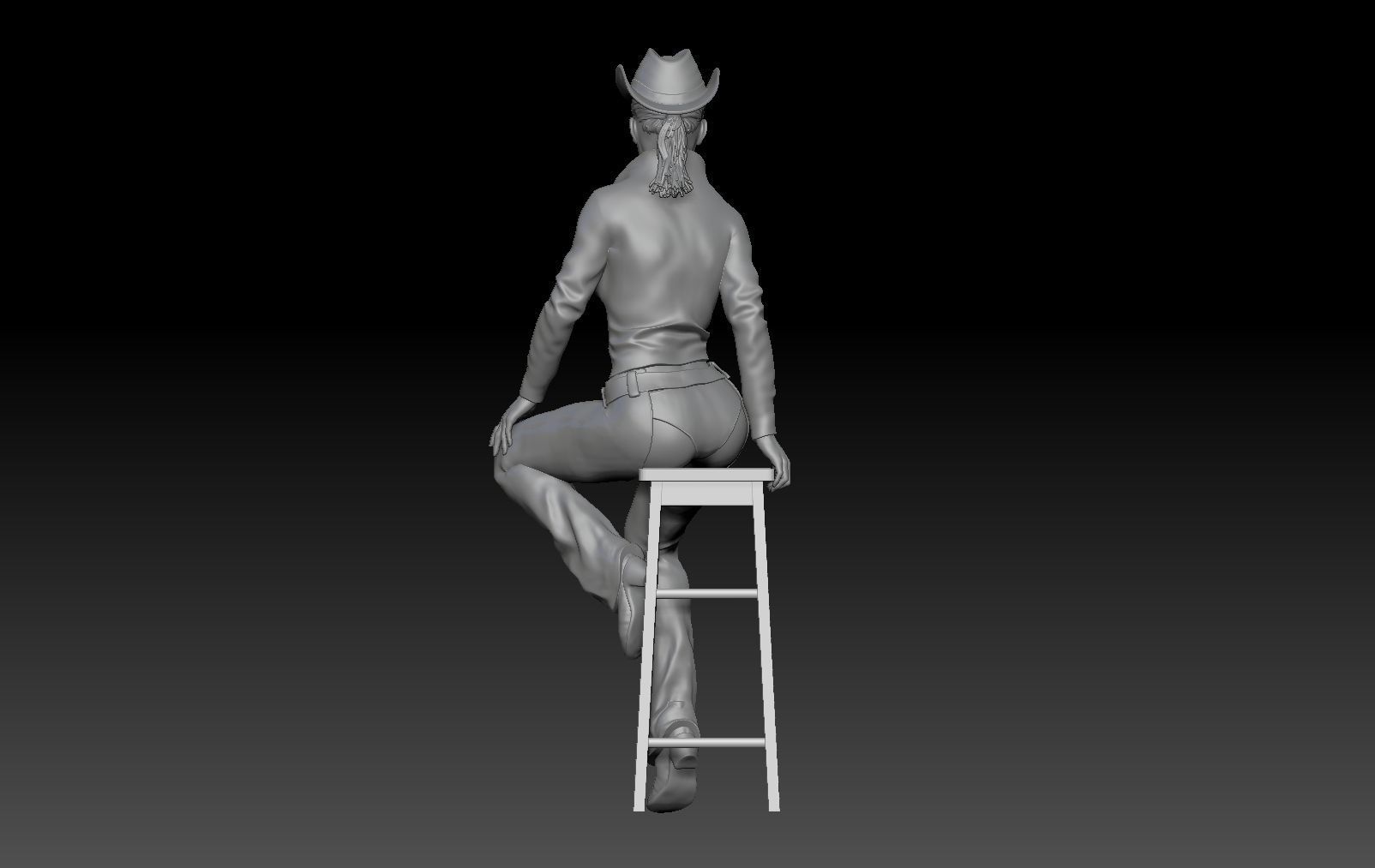 COWGIRL 3 on stool 3D print model_3
