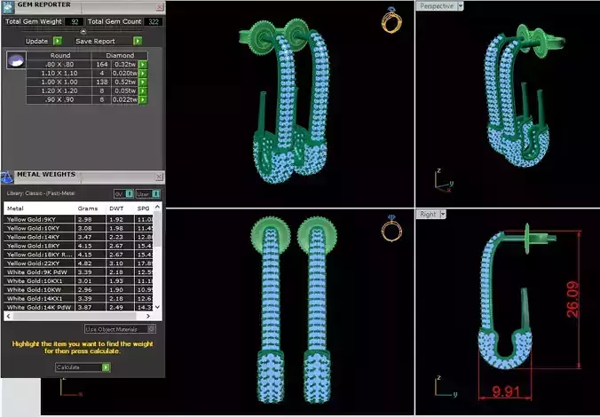 Pin Earrings Full Diamond