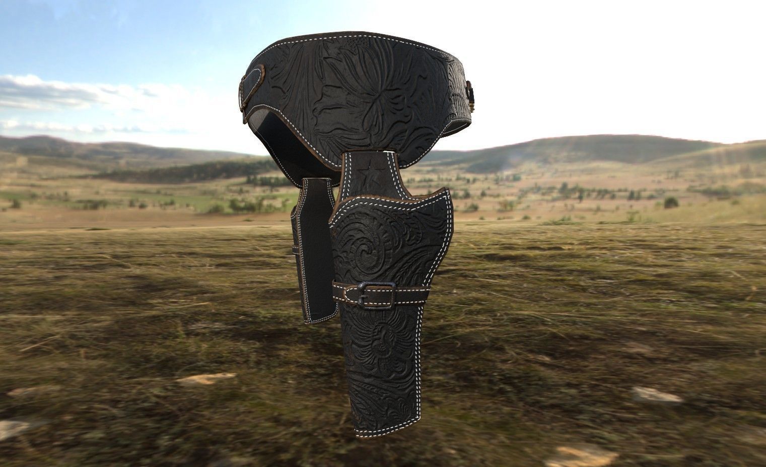 Western Belt Low-poly 3D model_6