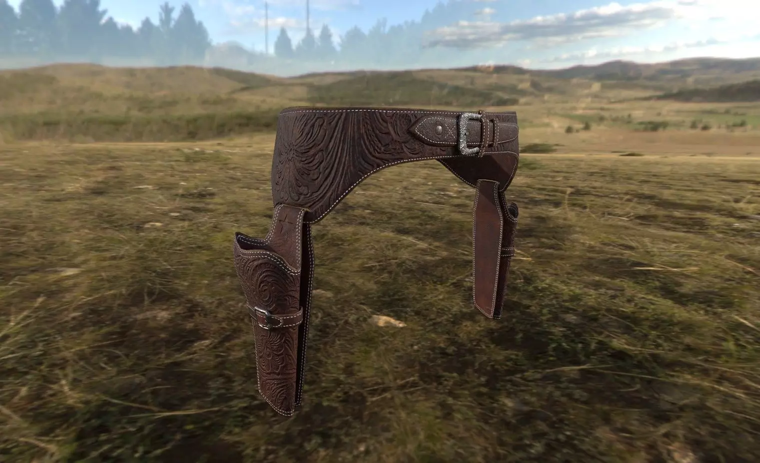 Western Belt Low-poly 3D model_0