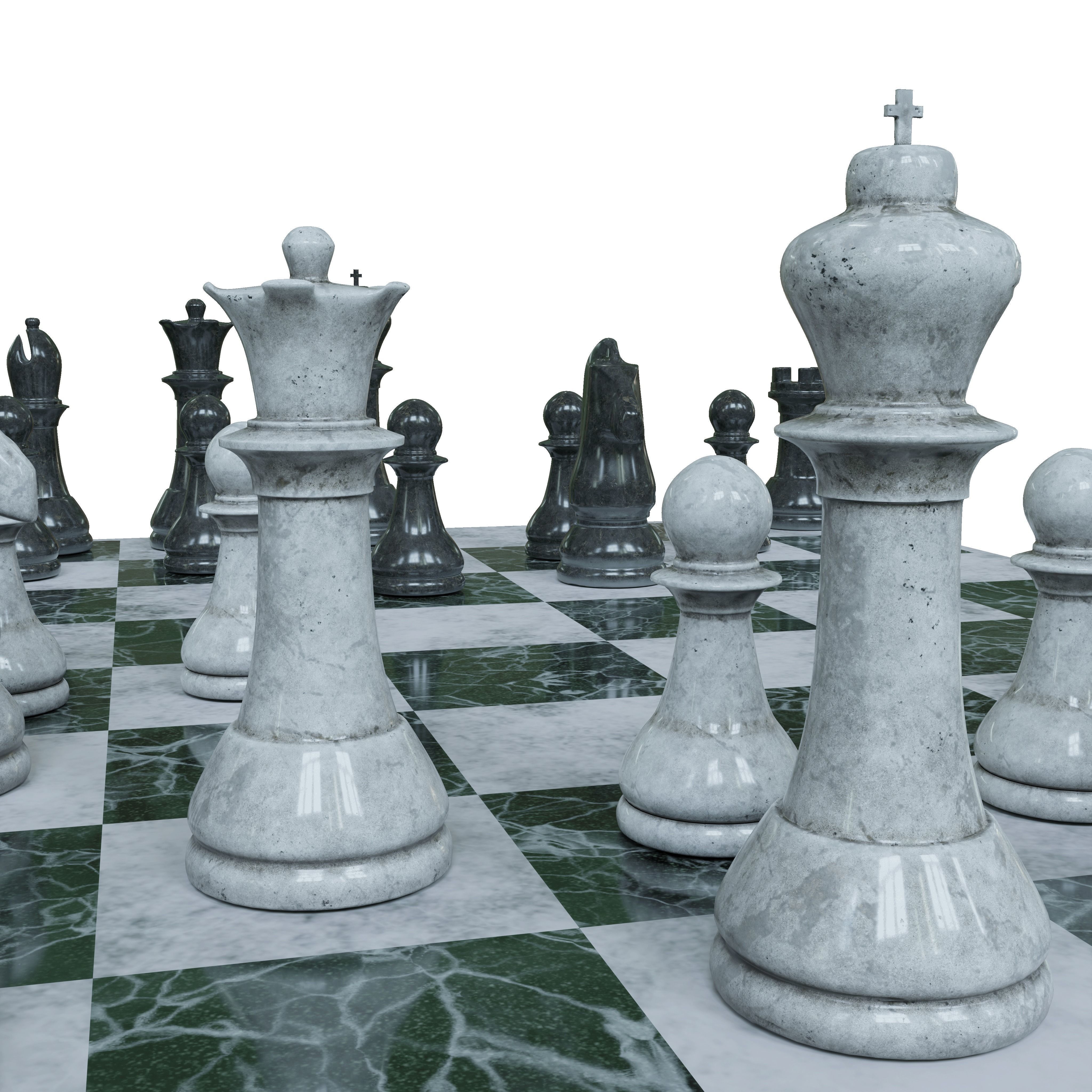 3D Chess Board and Individual Pieces Low-poly 3D model_5
