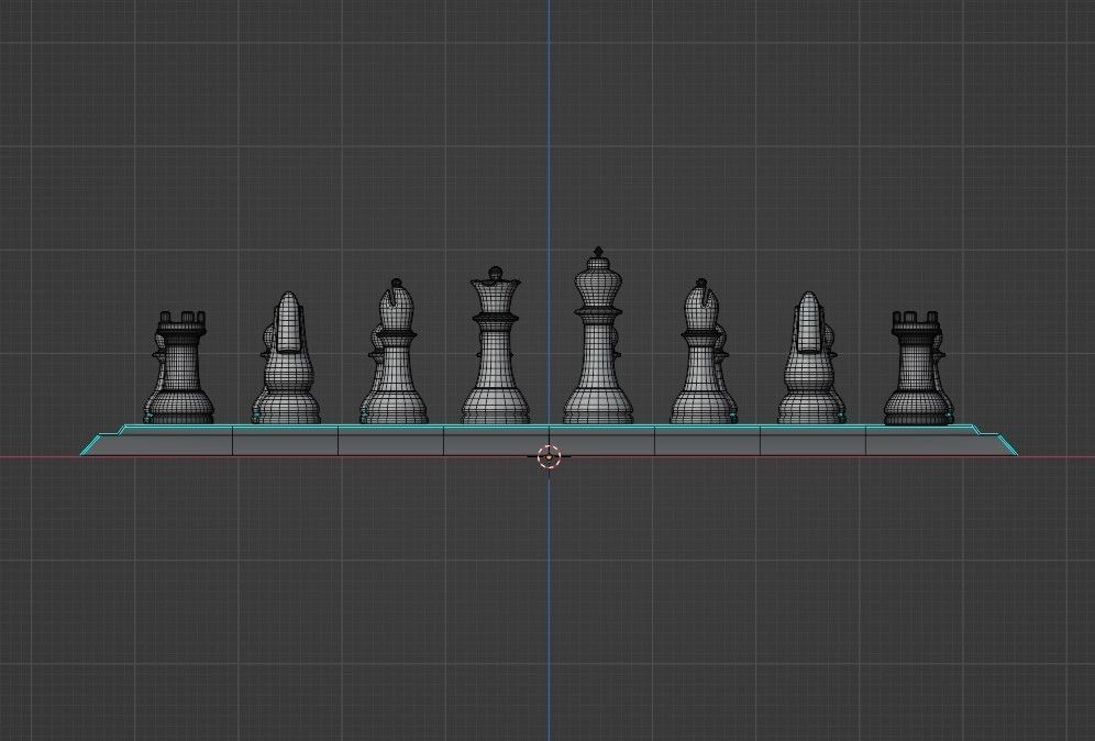 3D Chess Board and Individual Pieces Low-poly 3D model_3
