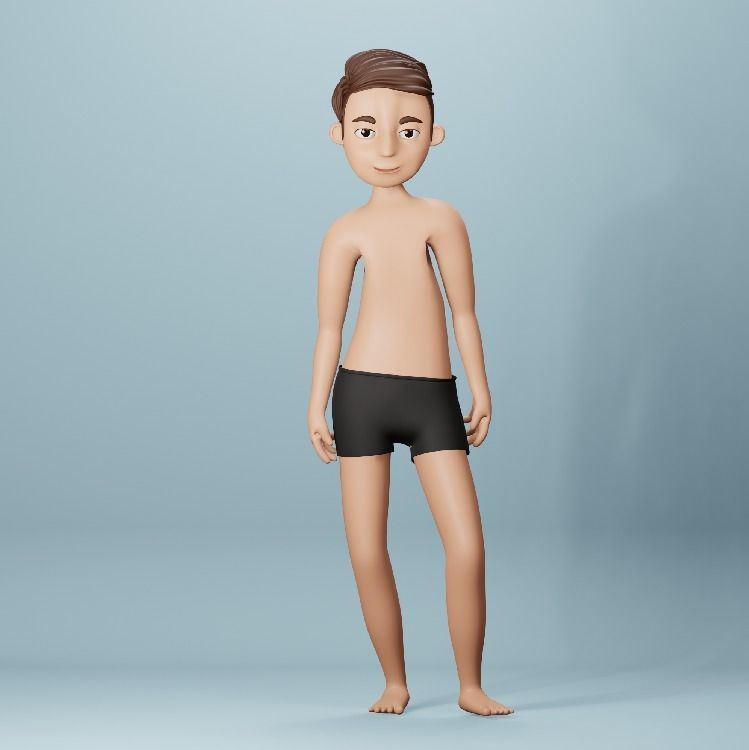 3D cartoon man with idle animation Low-poly 3D model_5