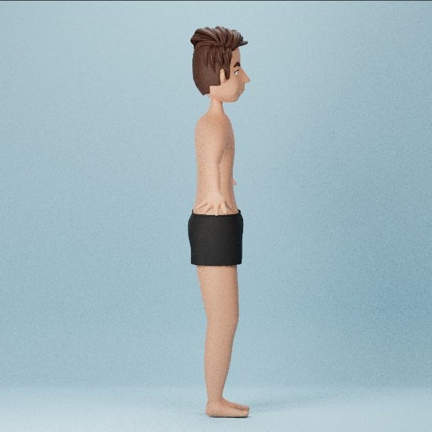 3D cartoon man with idle animation Low-poly 3D model_3