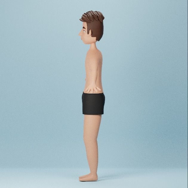 3D cartoon man with idle animation Low-poly 3D model_2