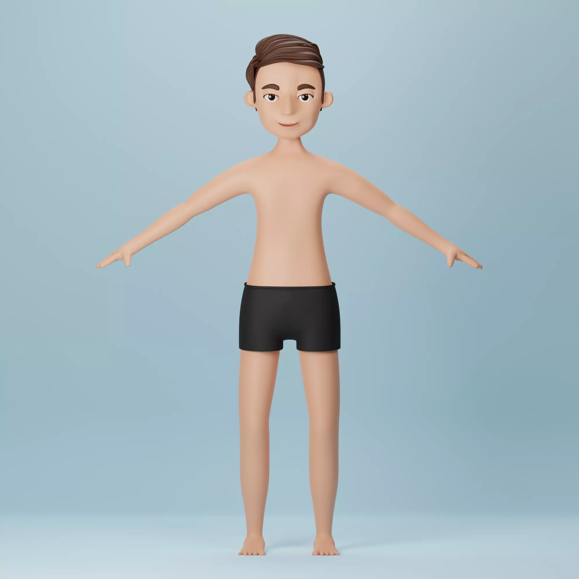 3D cartoon man with idle animation Low-poly 3D model_0