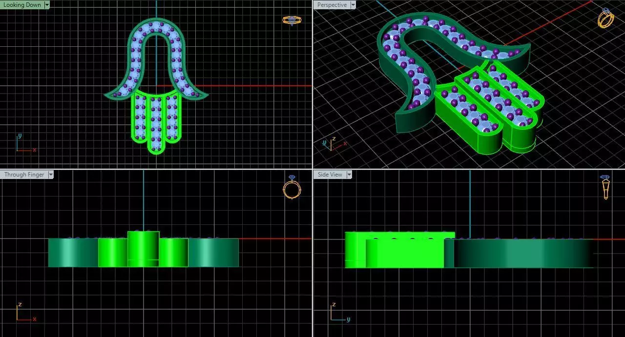 Mystic Fatima Hand or Hamsa Pendant  3D model_0
