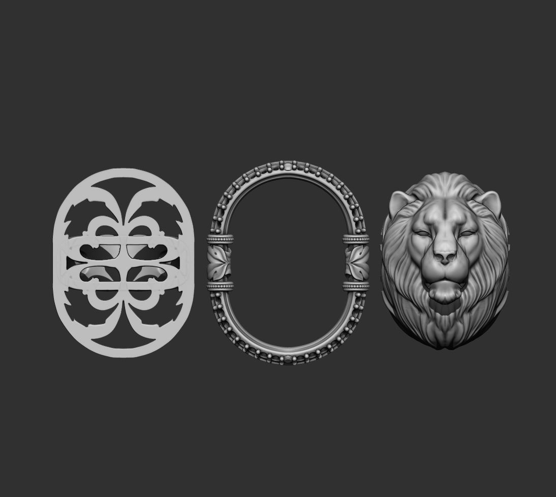 Classic Ring Lion with diamonds 3D print model_11