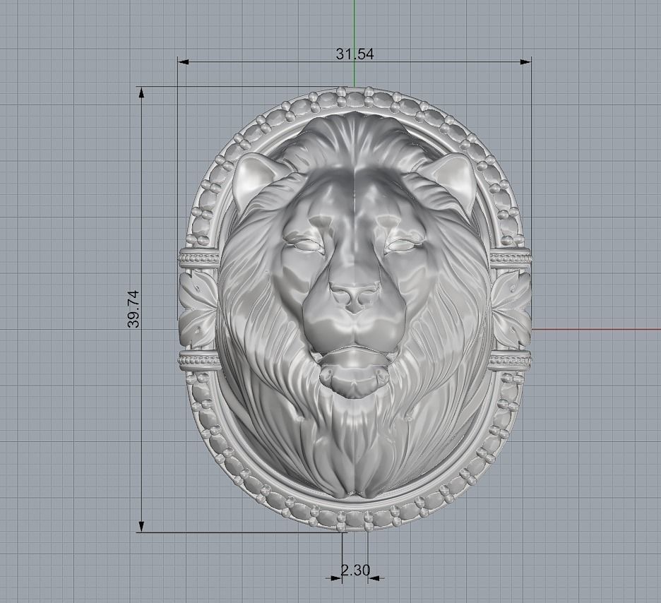 Classic Ring Lion with diamonds 3D print model_6