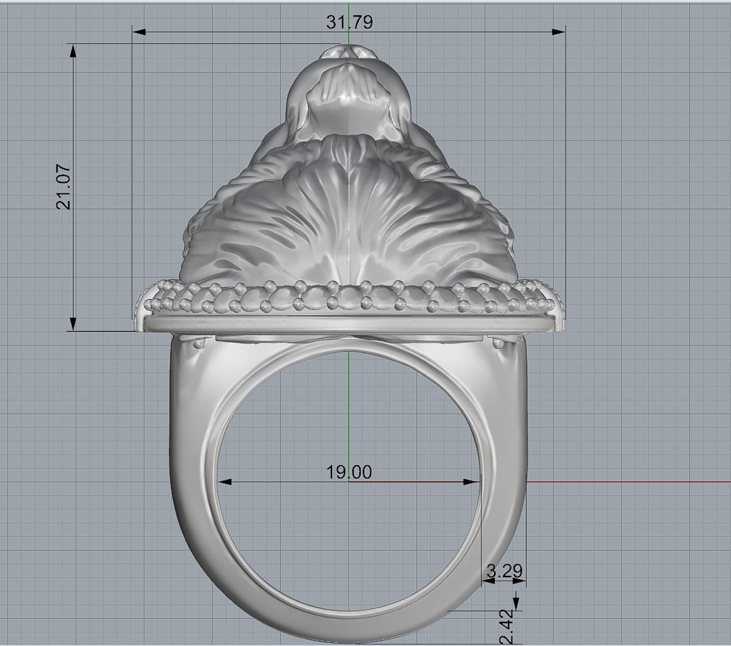 Classic Ring Lion with diamonds 3D print model_5