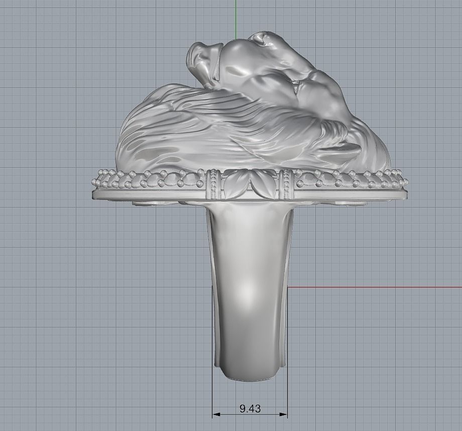 Classic Ring Lion with diamonds 3D print model_7