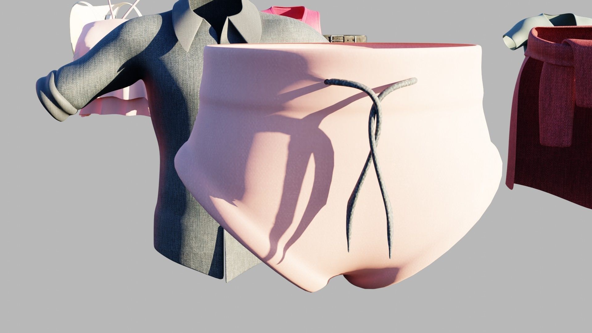 a collection of clothes with pbr textures  Low-poly 3D model_11