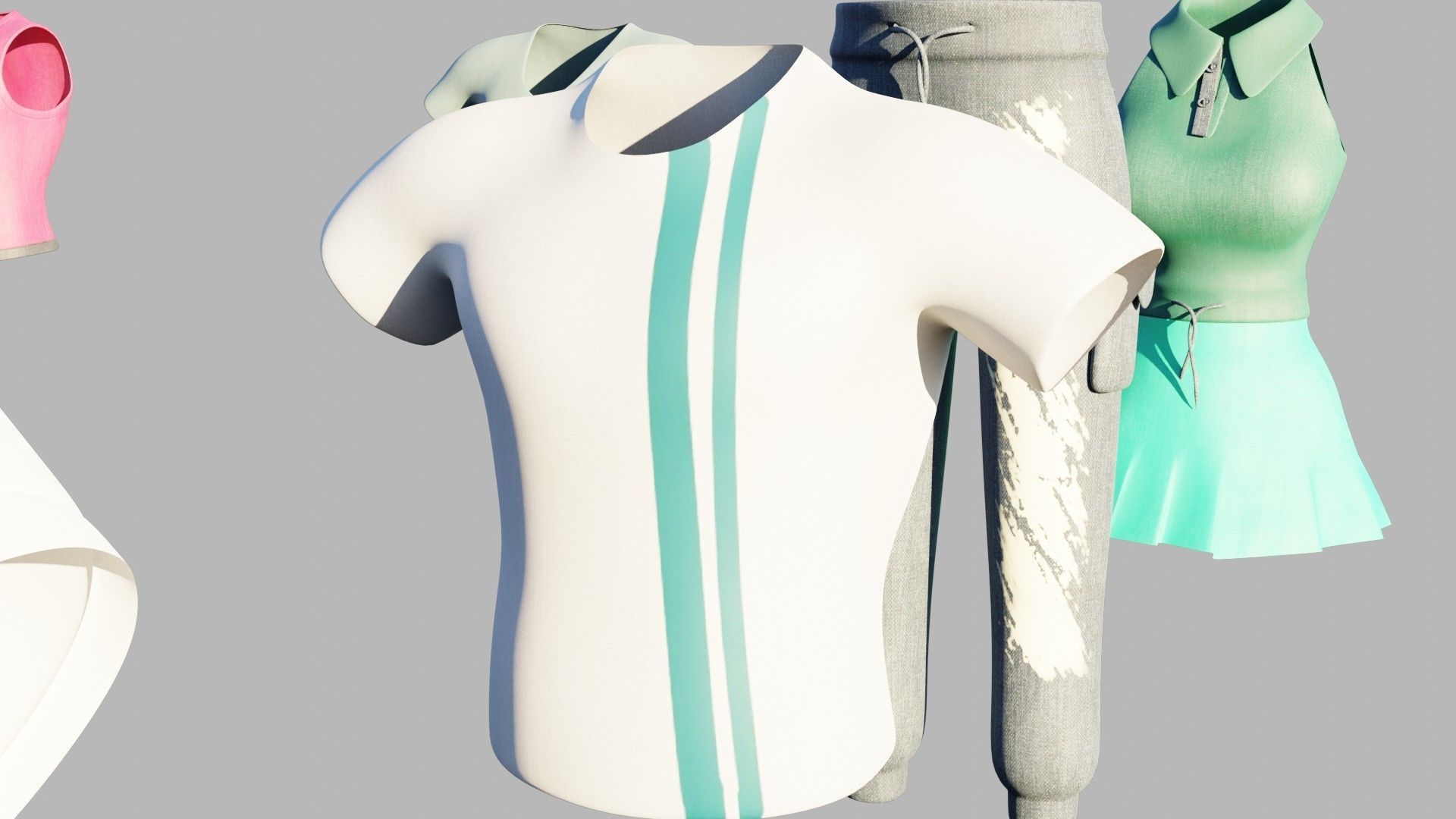 a collection of clothes with pbr textures  Low-poly 3D model_8