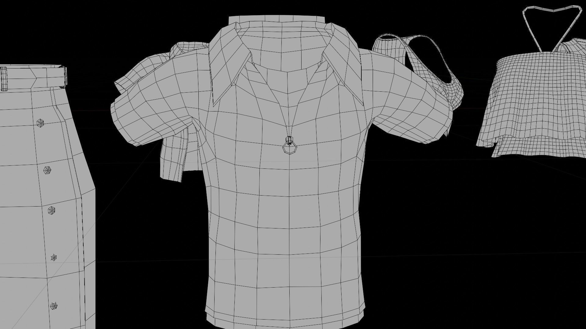 a collection of clothes with pbr textures  Low-poly 3D model_20