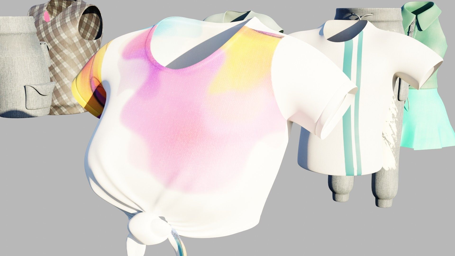 a collection of clothes with pbr textures  Low-poly 3D model_4