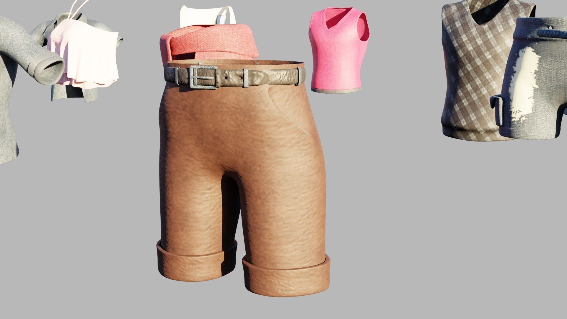 a collection of clothes with pbr textures  Low-poly 3D model_13