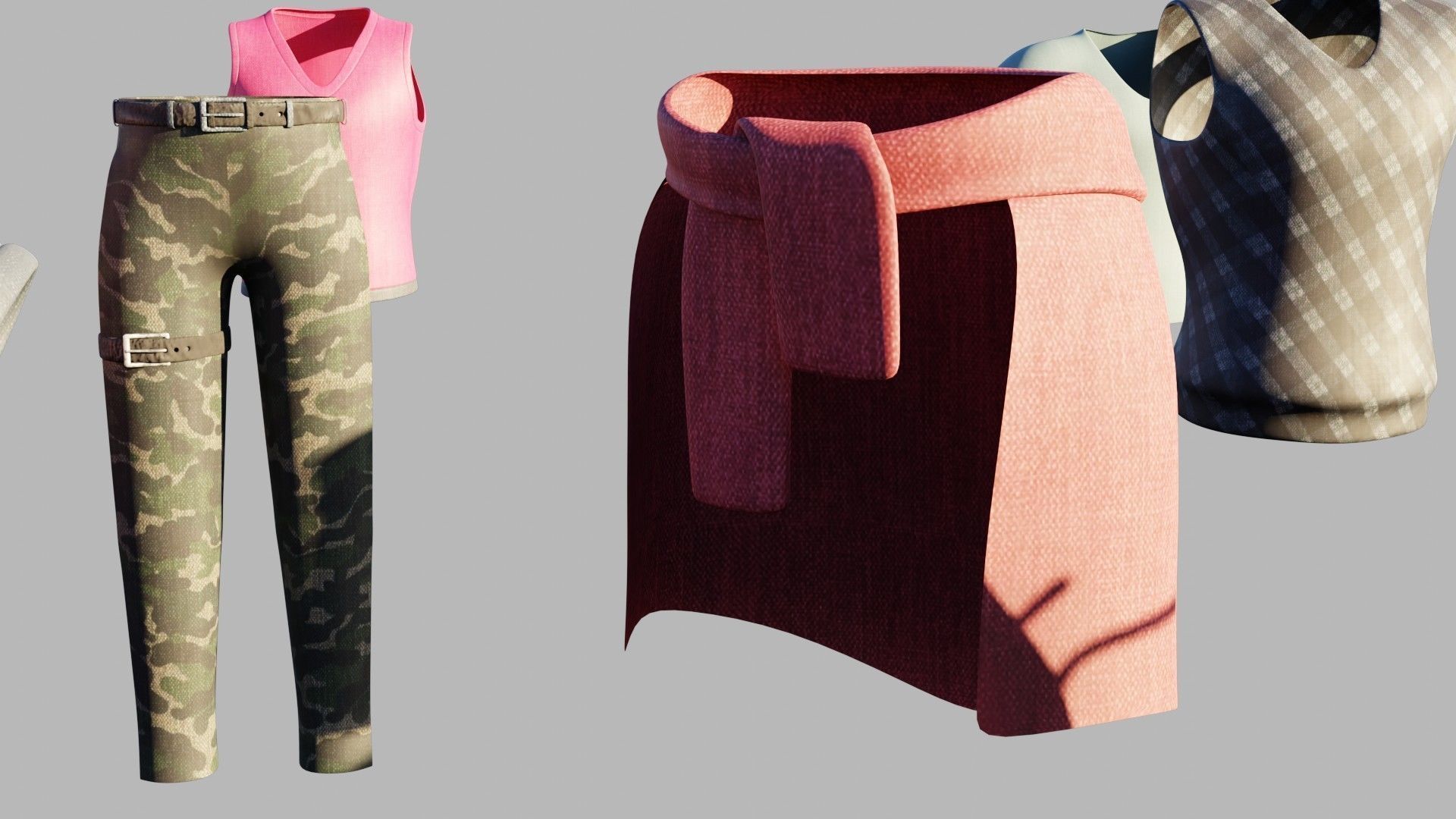 a collection of clothes with pbr textures  Low-poly 3D model_9