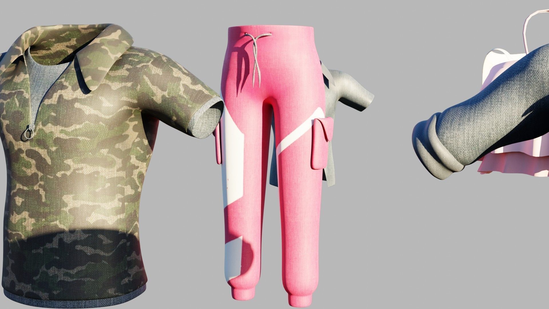 a collection of clothes with pbr textures  Low-poly 3D model_25