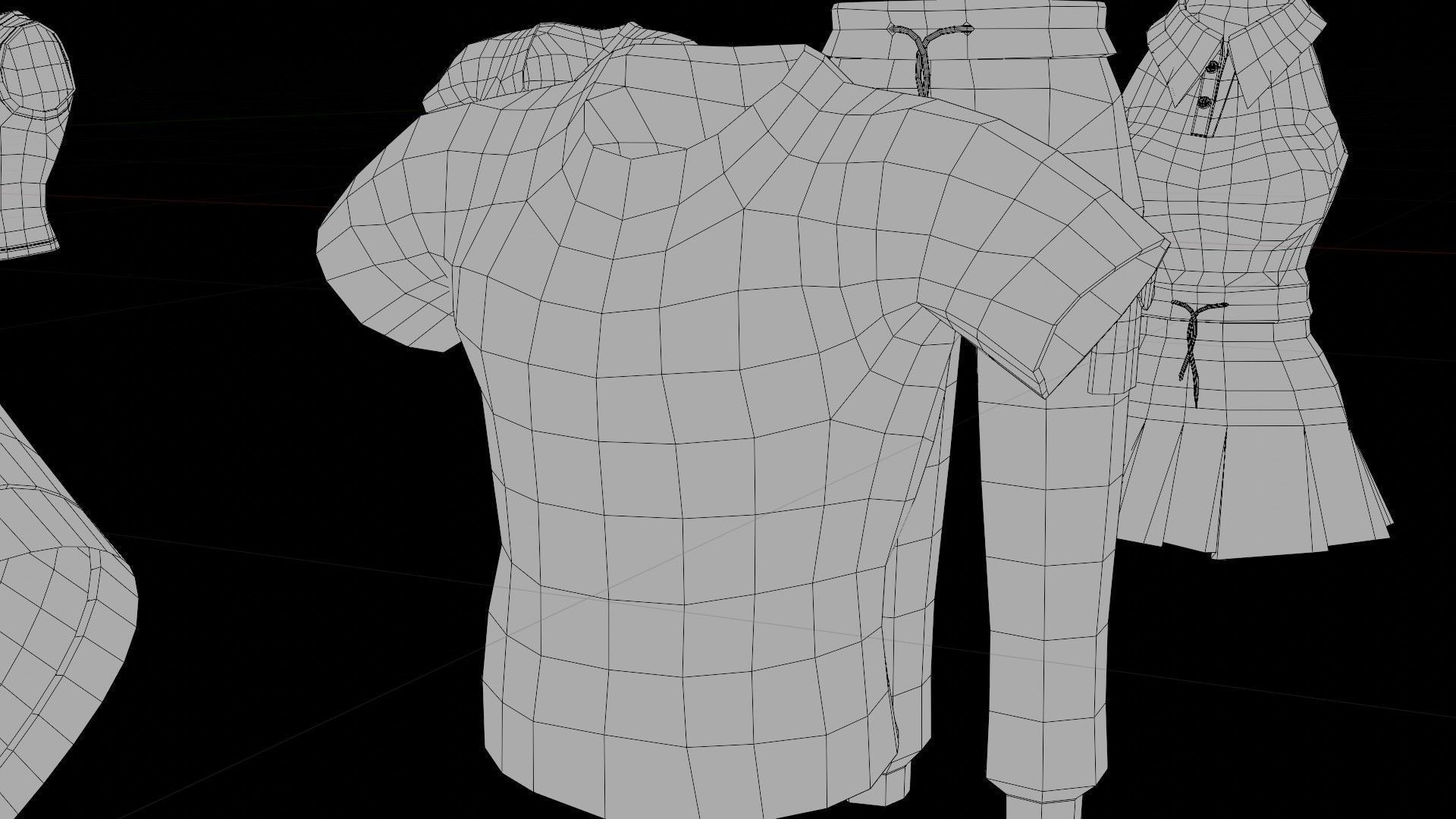 a collection of clothes with pbr textures  Low-poly 3D model_16