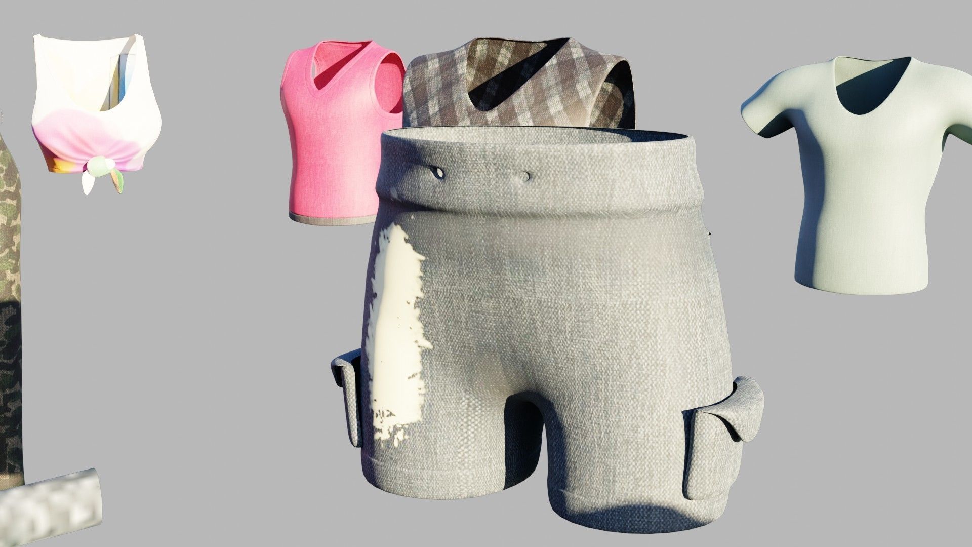 a collection of clothes with pbr textures  Low-poly 3D model_12