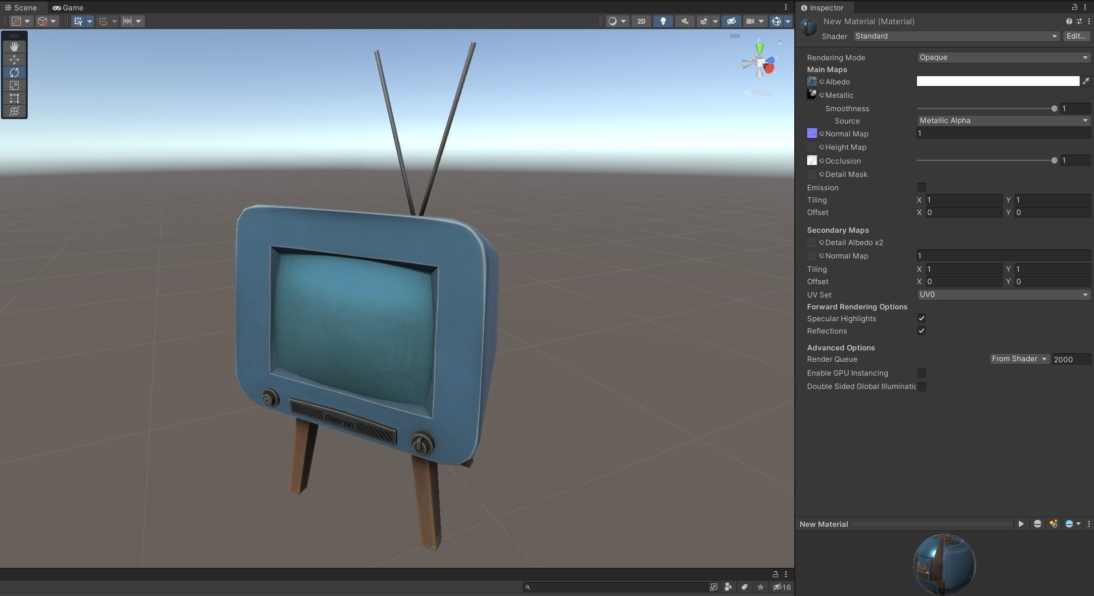 Stylized Retro TV Low-poly 3D model_9