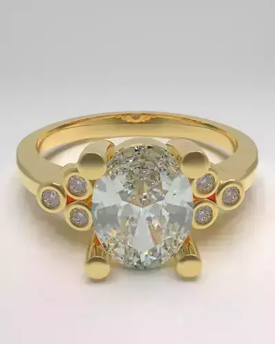 Engagement ring with oval gem
