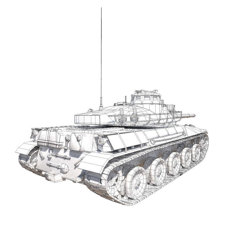 AMX-30 Tank Low-poly 3D model_17