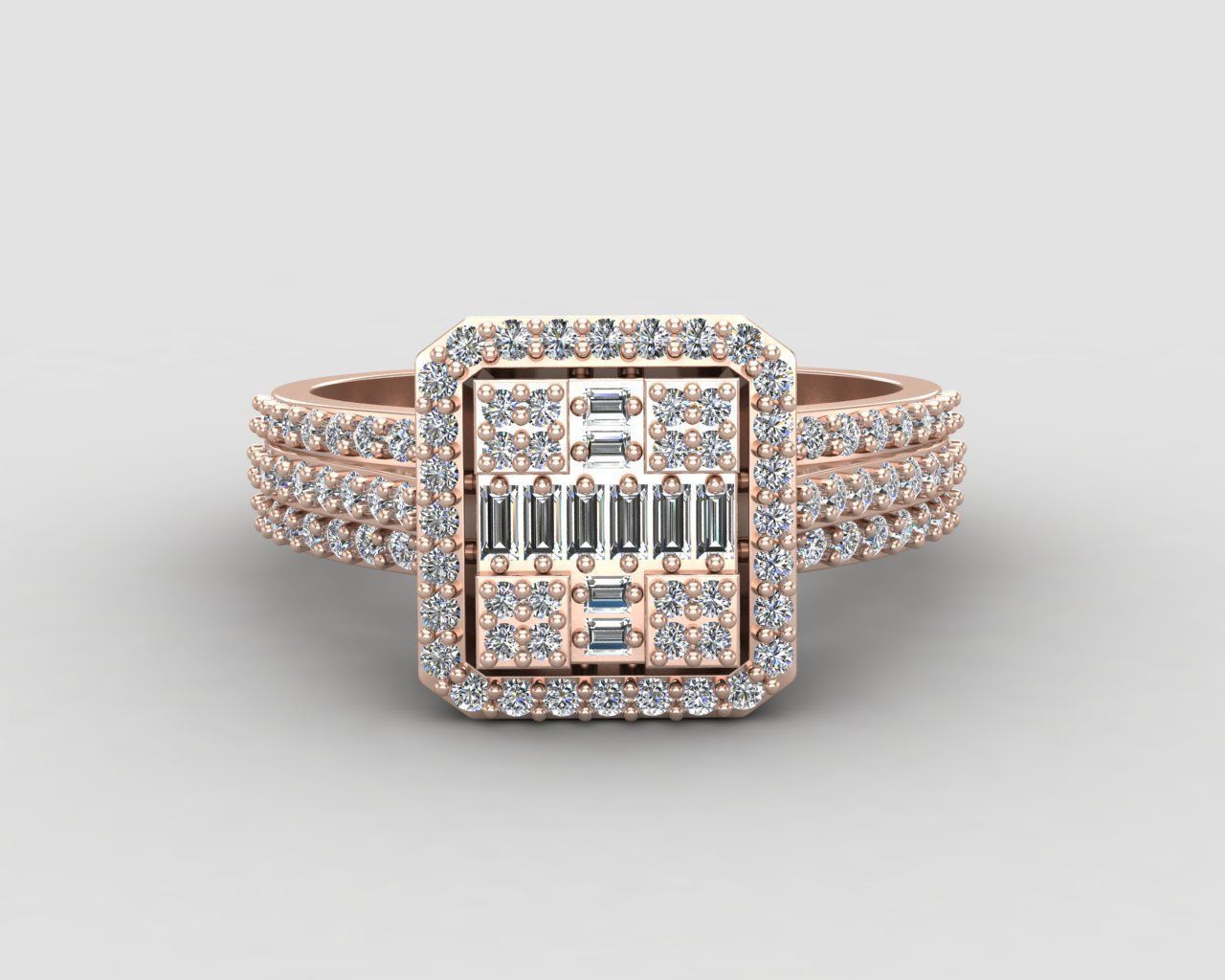 Pack of Emerald baguette rings 46-MWC 3D print model_4