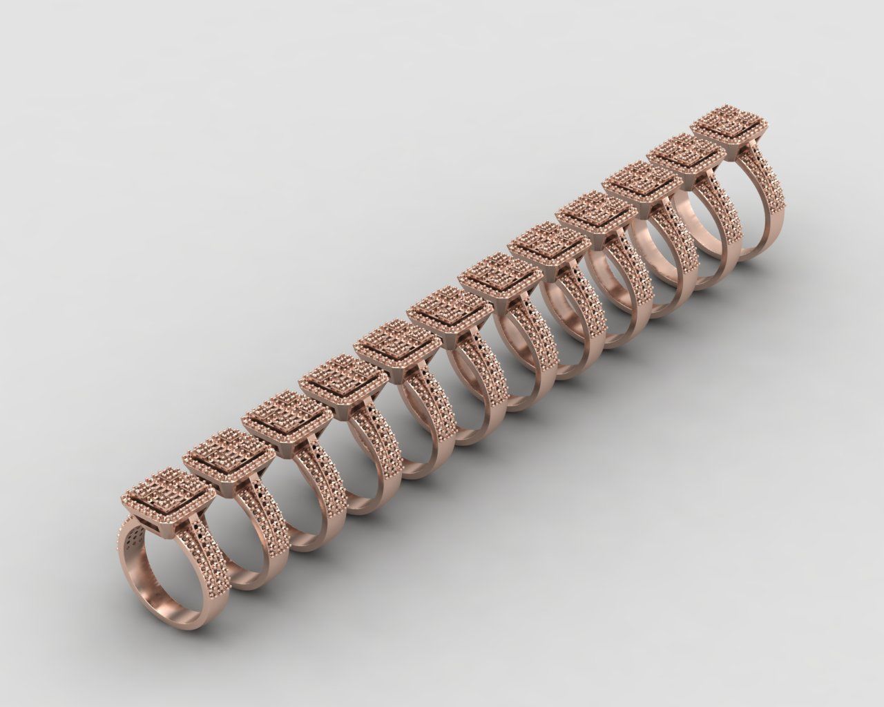 Pack of Emerald baguette rings 46-MWC 3D print model_9