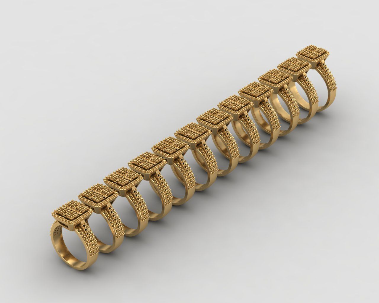 Pack of Emerald baguette rings 46-MWC 3D print model_11