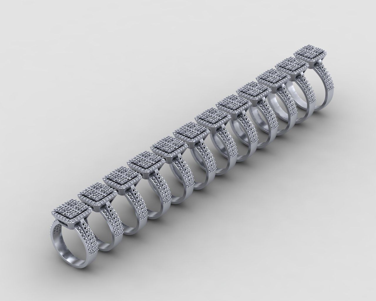 Pack of Emerald baguette rings 46-MWC 3D print model_10