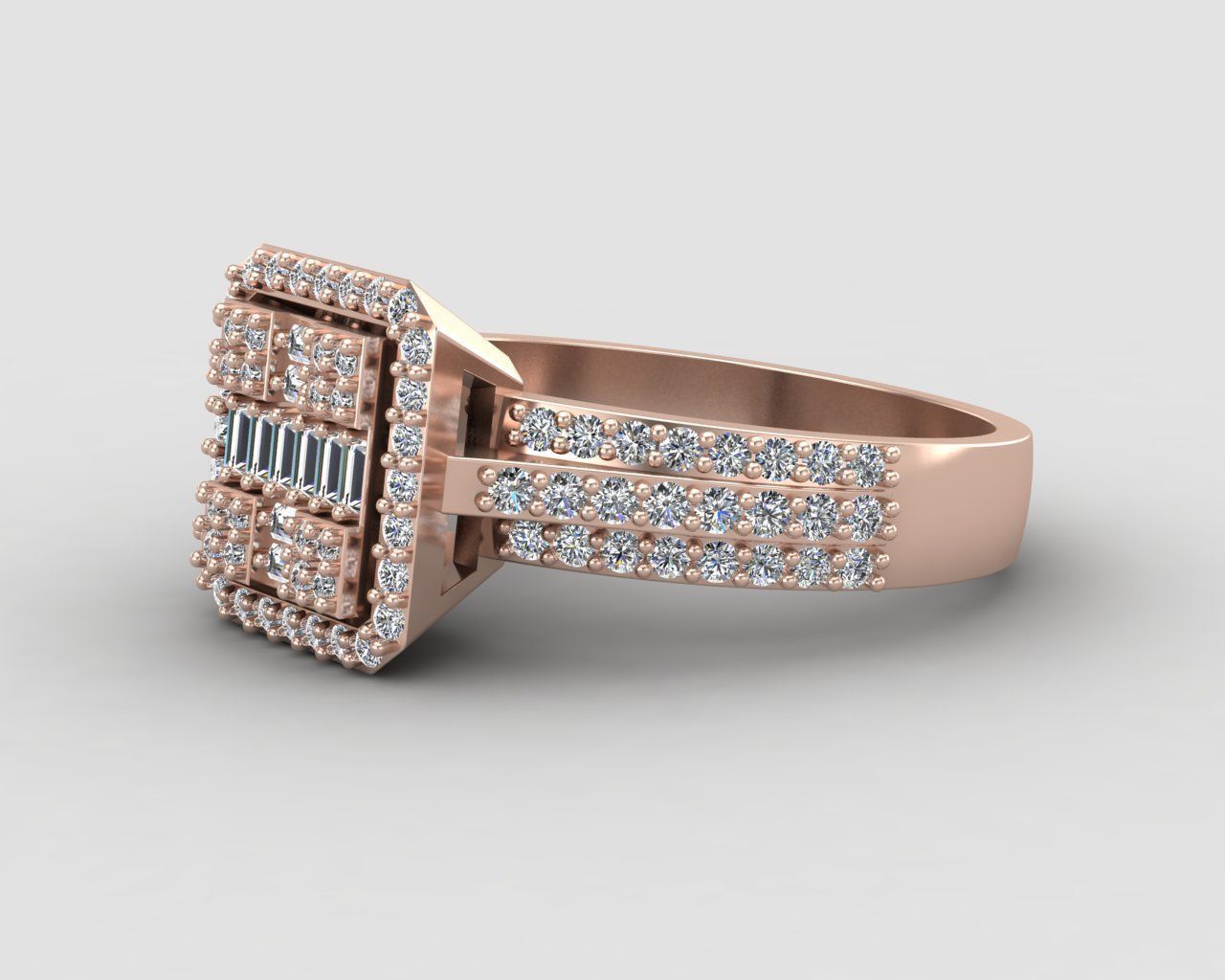 Pack of Emerald baguette rings 46-MWC 3D print model_5