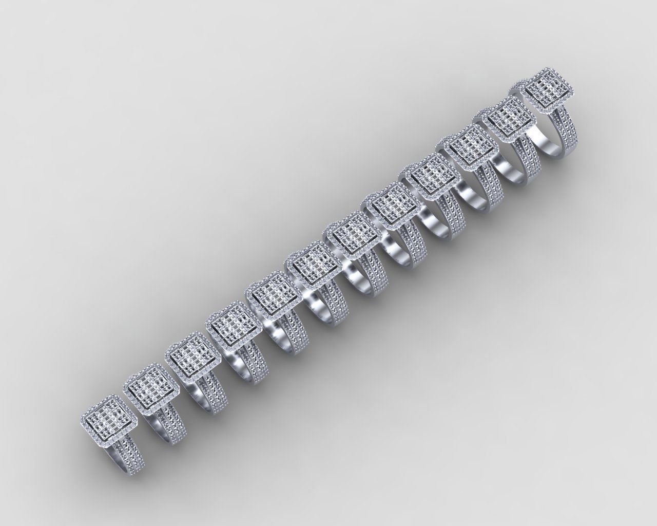 Pack of Emerald baguette rings 46-MWC 3D print model_13