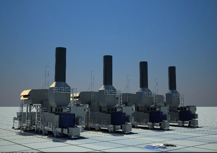 GasTurbine group of steam turbines Free 3D model_0