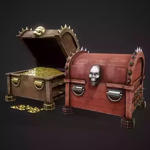 3D Treasure box With PBR texture Low-poly 3D model